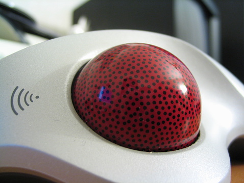 Close-up of dots on trackball