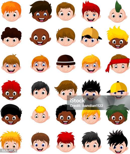 Set Of Cartoon Childs Head Boys Stock Illustration - Download Image Now -  Anthropomorphic Smiley Face, Avatar, Child - iStock