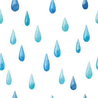 Watercolor Raindrop Seamless Pattern