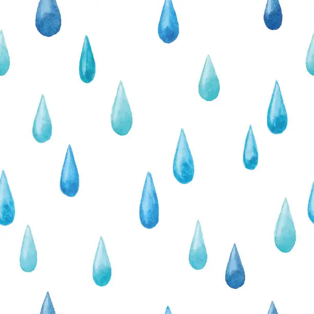 Vector illustration of Watercolor Raindrop Seamless Pattern