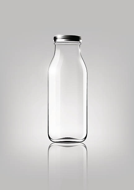 ilustrações, clipart, desenhos animados e ícones de garrafa de vidro transparente para pacote de projeto e publicidade, vetor - milk bottle milk bottle empty