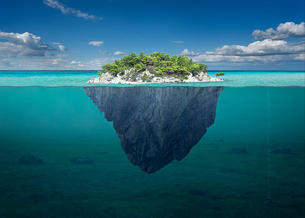 istock Beautiful solitude island with green trees in the ocean 533568656