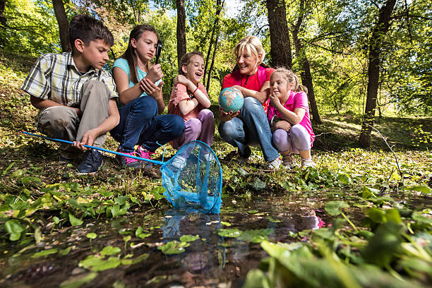 istock Little explorers and their teacher on a filed trip. 533571292