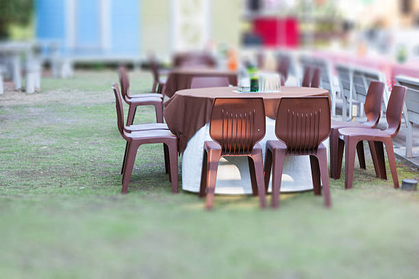 istock Tables decorated for a party 533571482