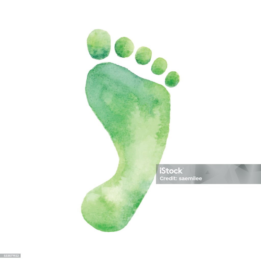 Watercolor Foot Print Vector illustration of foot print. Footprint stock vector
