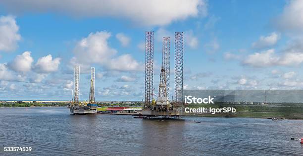 Oil Rig In The Yards Stock Photo - Download Image Now - Nigeria, Harbor, Oil Industry