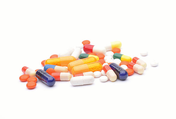 Pills isolated on white background stock photo