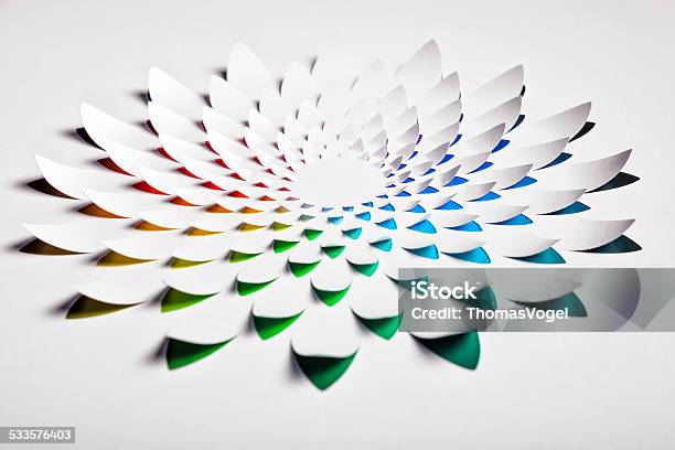Abstract Cuttet Paper Rainbow Flower Stock Photo - Download Image Now - Flower, Paper, Origami
