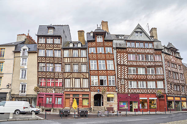 Half-timbered buildings in Rennes Old half-timbered buildings in Rennes, Brittany, France ille et vilaine stock pictures, royalty-free photos & images