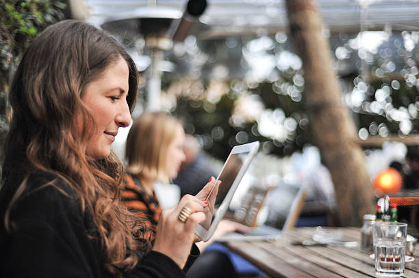 istock Young Woman working with her digital tablet in a cafe 533576851