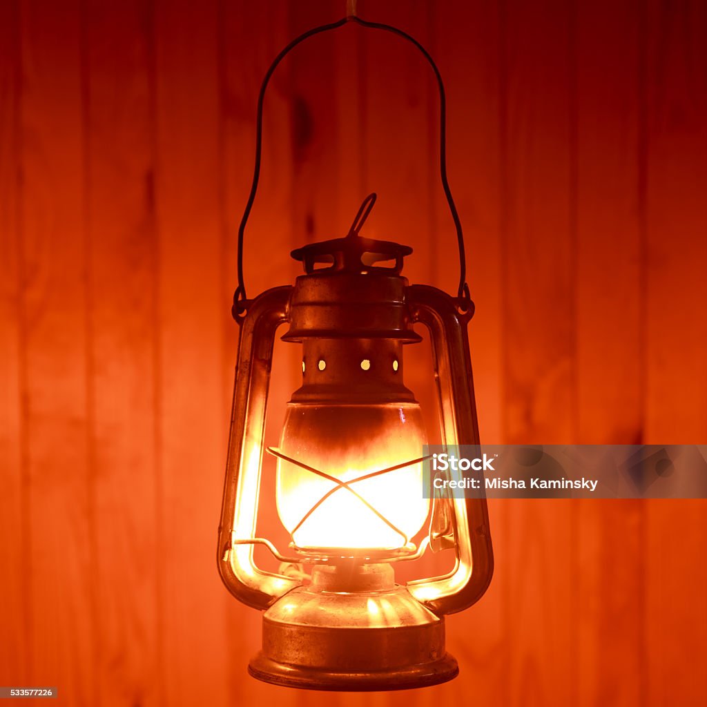 Vintage lamp Vintage kerosene lamp in the dark 12 O'Clock Stock Photo