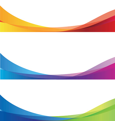 Three different wavy banners in different shades of color