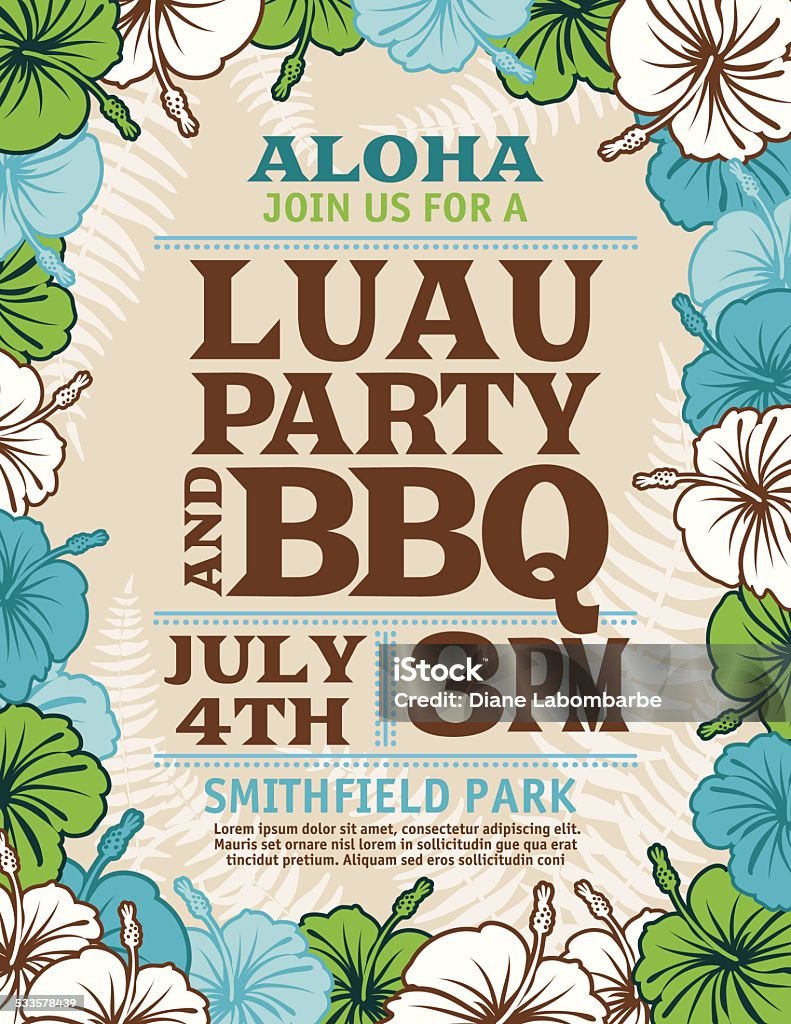 Aloha Festa Havaiana Convite Com Flores De Hibisco E Palm Folhas - Arte  vetorial de stock e mais imagens de Festa Havaiana Luau - iStock