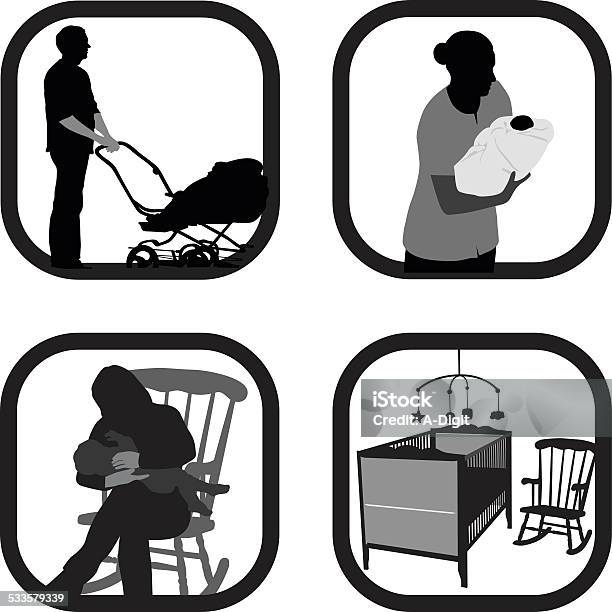 Newparents Stock Illustration - Download Image Now - Baby Stroller, Newborn, Baby - Human Age