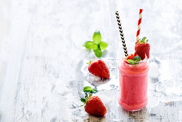 istock Strawberry smoothie in the jar 533581484