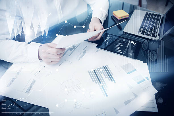 istock Investment management process.Photo trader work market report document.Use 533581610