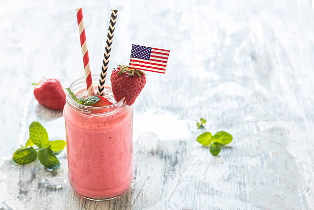 Strawberry smoothie in the jar