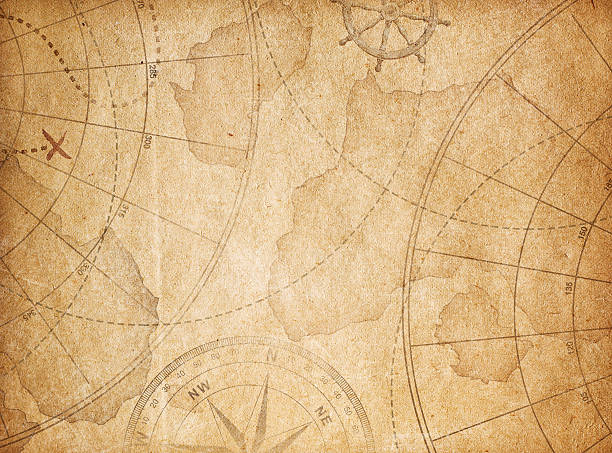 aged pirates treasure map background stock photo