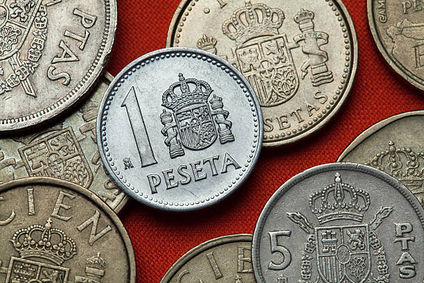 istock Coins of Spain. Spanish national emblem 533581984