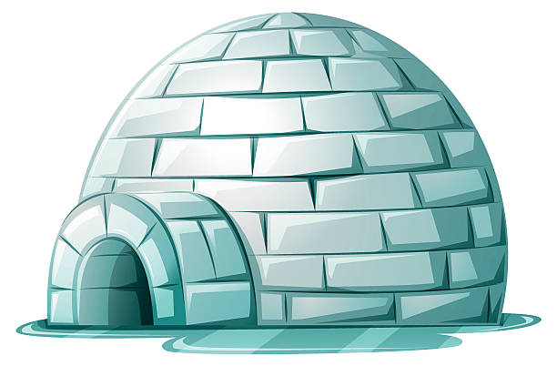 illustrazioni stock, clip art, cartoni animati e icone di tendenza di igloo su superfici ghiacciate - igloo