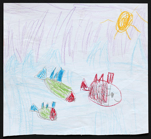 istock Three Fishes in Blue Sea. Child's Drawing. 533582266