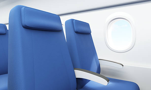 istock Airplane seats sky view closeup 533583578