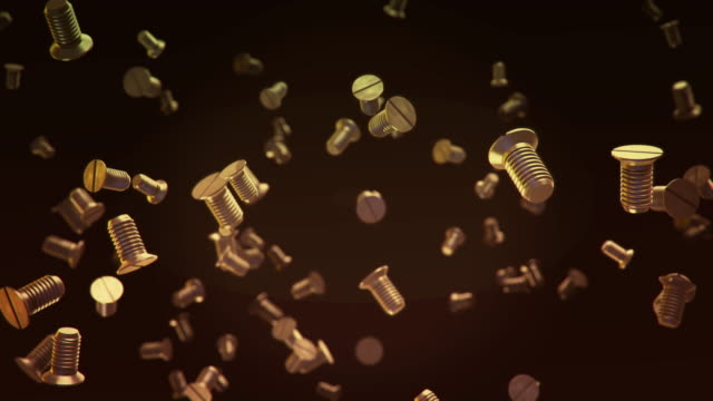 Metallic screws flow 3d animation