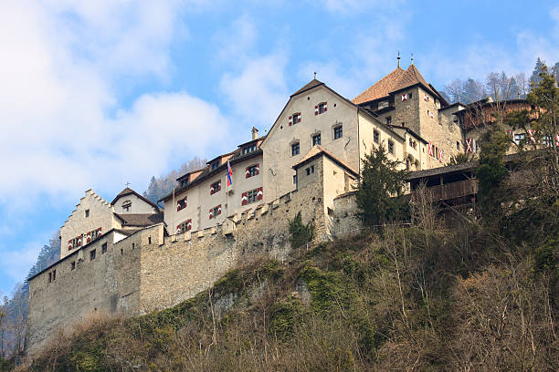 castle prince de liechtenstein, vue sur la ville - vaduz photos et images de collection