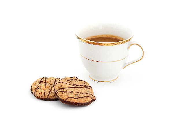 istock capuccino coffee in vintage style cup and chocolate almond cookie 533608019