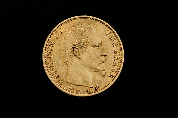 moneda de veinte francos oro, francia, npoleon iii - napoleón iii fotografías e imágenes de stock