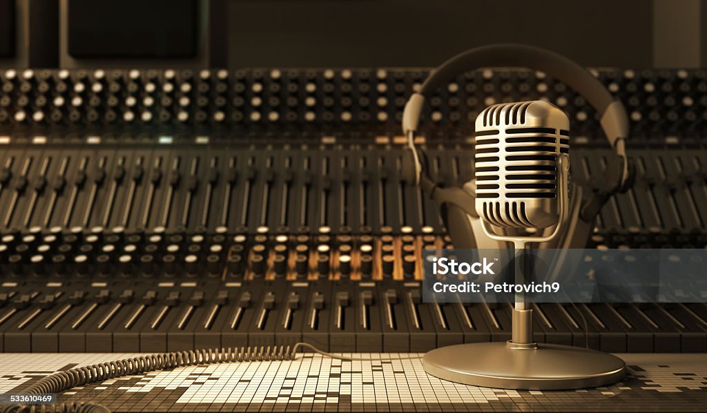 Microphone Microphone in the sound studio Radio Station Stock Photo