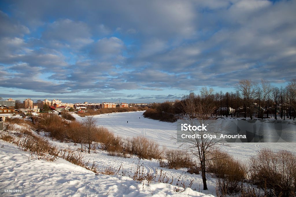 Vologda River Bank, Russia Russian winter 2015 Stock Photo