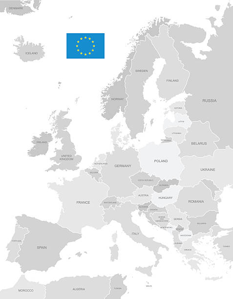 ilustrações de stock, clip art, desenhos animados e ícones de mapa da europa vetor detalhado - denmark map flag europe