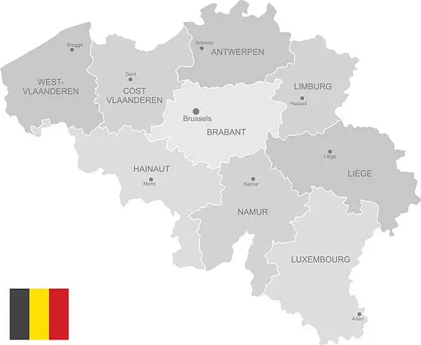 Vector illustration of Detailed Vector Map of Belgium