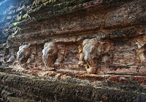 Fragment of ancient wall with carved elephants, Polonnaruwa, Sri Lanka