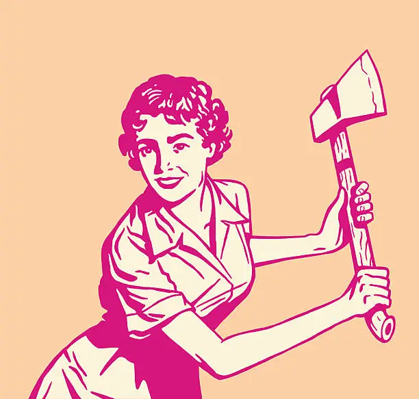 Vector illustration of Woman With Axe