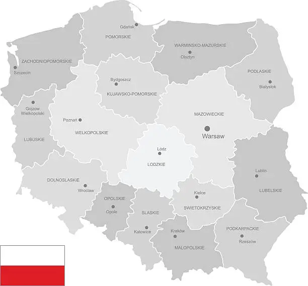 Vector illustration of Detailed Vector Map of Poland