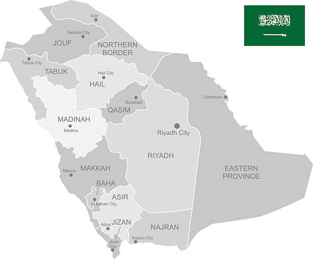 подробная векторная карта саудовская аравия - saudi arabia stock illustrations