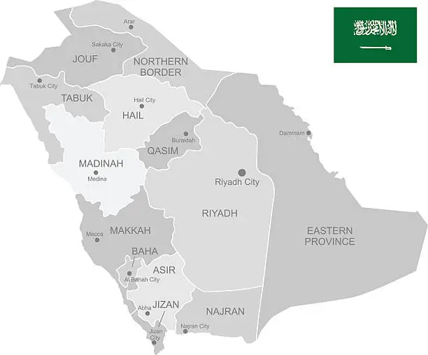 Vector illustration of Detailed Vector Map of Saudi Arabia