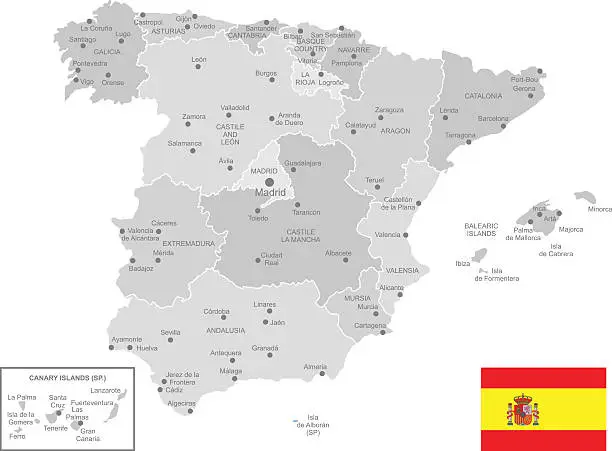 Vector illustration of Detailed Vector Map of Spain