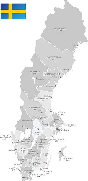 Vector illustration of Detailed Vector Map of Sweden