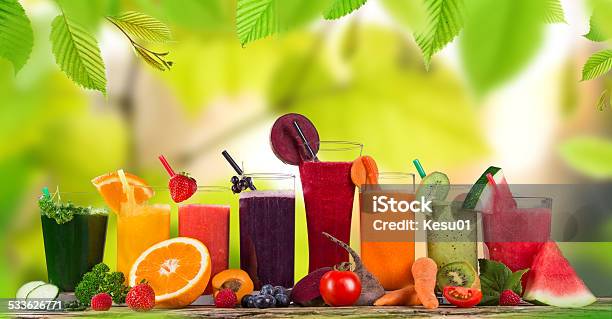 Fresh Fruit Juice Healthy Drinks Stock Photo - Download Image Now - 2015, Carrot, Cocktail