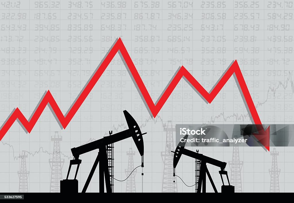 Oil derricks and financial crisis Illustration contains a transparency blends/gradients. Additional .aiCS6 included. EPS 10 Gasoline stock vector