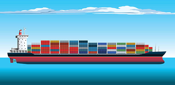 수거용기 배송 - sea freight transportation transportation shipping stock illustrations