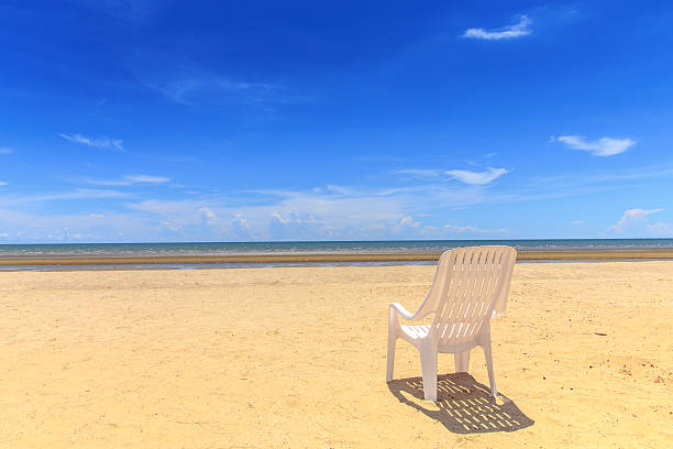 Sun chair on beach. stock photo