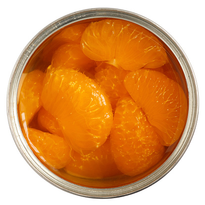Open can of mandarins in light syrup.