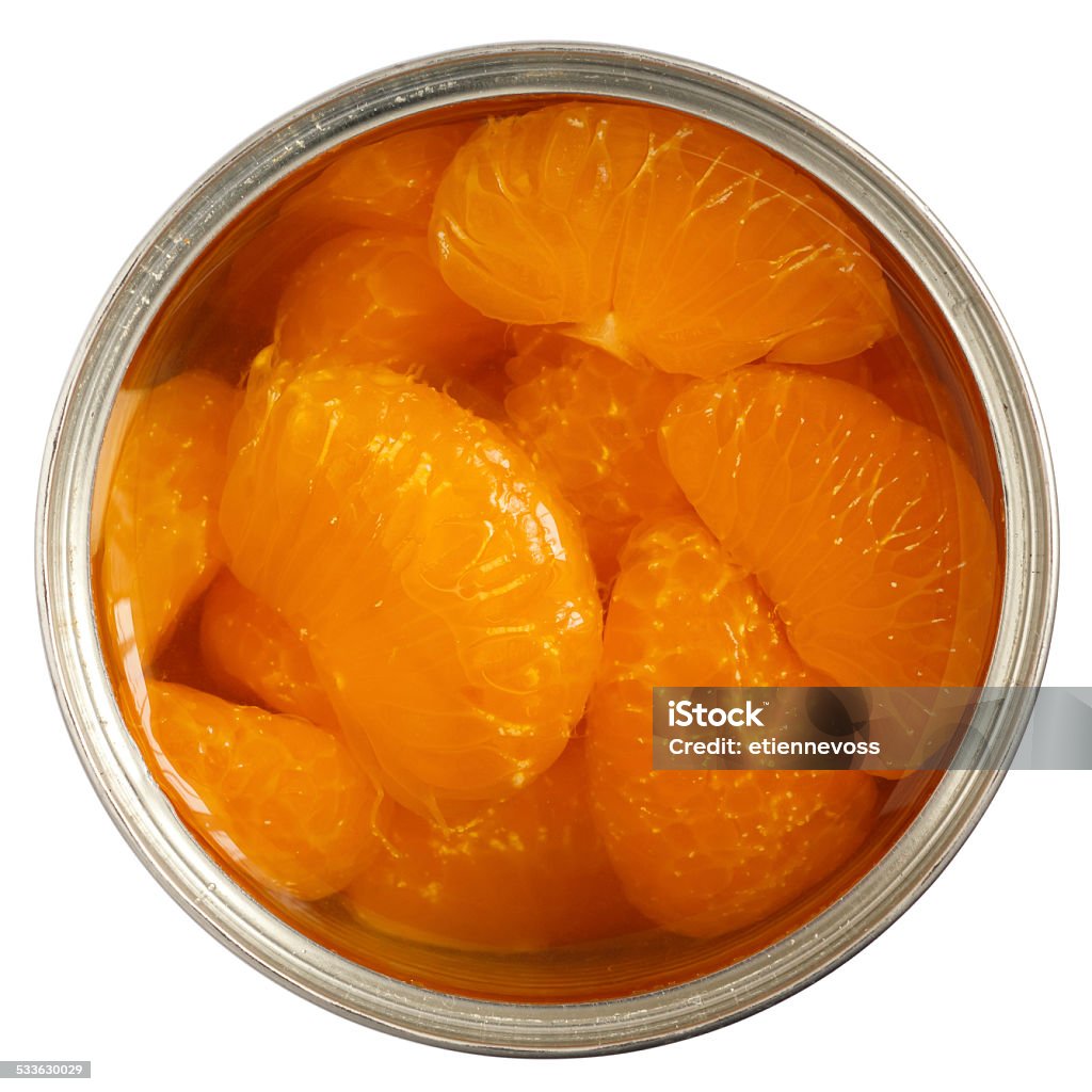 Open can of mandarins in light syrup. Can Stock Photo