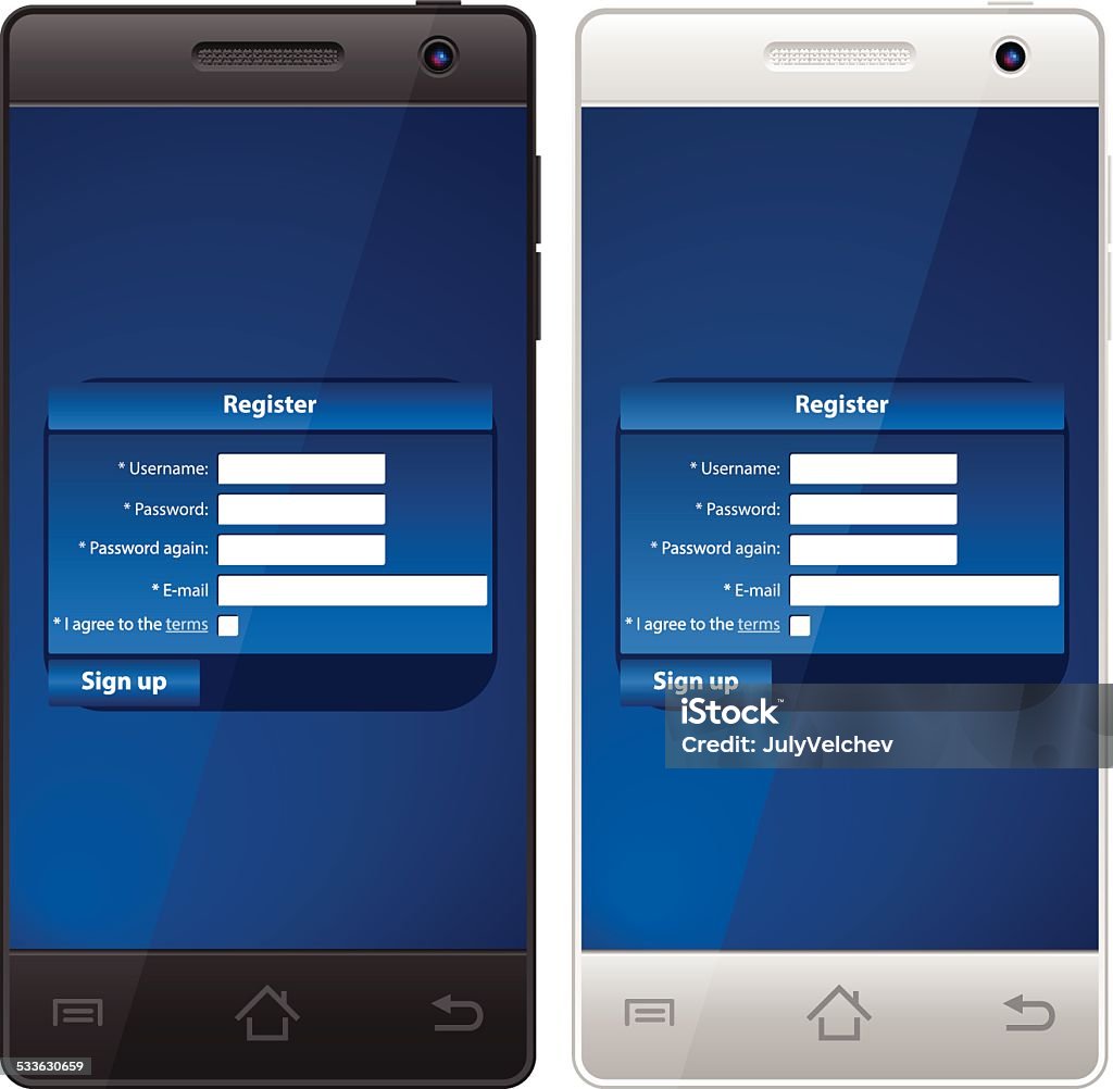 Register Using Mobile Device Image Smartphone Register Stock Illustration - Download Image Now - 2015 ...