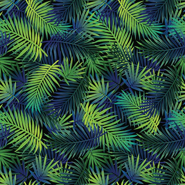 Vector illustration of Jungle palm pattern