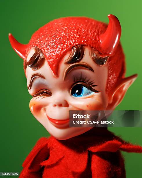 Plastic Devil Toy Stock Photo - Download Image Now - Winking, 2015, Antler